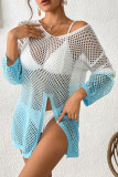 Sexy Gradient Hollow Out Slit Contrast Swimwears Cover Up