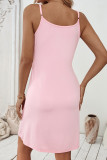 Daily Solid Color Patchwork Slit Sleepwear