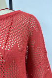 Casual The stars Hollow Out Weave O Neck Tops
