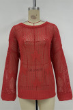 Casual The stars Hollow Out Weave O Neck Tops