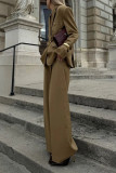 Casual Solid Color Buttons Turn-back Collar Long Sleeve Two Pieces