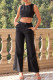 Casual Solid Color Pocket Buttons O Neck Sleeveless Two Pieces