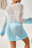 Sexy Gradient Hollow Out Slit Contrast Swimwears Cover Up
