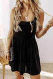 Casual Solid Color Velvet U Neck Sling Dresses