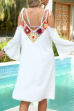 Vacation Flowers Patchwork Embroidery Swimwears Cover Up