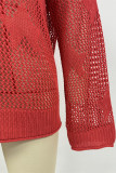 Casual The stars Hollow Out Weave O Neck Tops