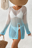 Sexy Gradient Hollow Out Slit Contrast Swimwears Cover Up