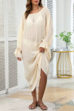 Sexy Solid Color Lace Up Backless Swimwears Cover Up