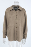 Casual Solid Color Buttons Turndown Collar Tops
