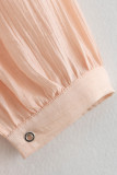 Casual Solid Color Lace Up O Neck Tops