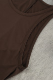 Casual Solid Color Patchwork U Neck Sleeveless Two Pieces