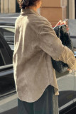Casual Solid Color Buttons Turndown Collar Tops