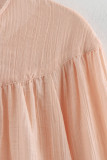 Casual Solid Color Lace Up O Neck Tops