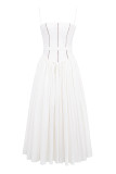 Elegant Solid Color Patchwork Square Neck Sling Dresses