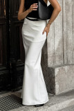 Elegant Solid Color Without Belt Zipper Fishtail Regular High Waist Solid Color Bottoms(No belt)