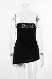 Sexy Solid Color Slit Zipper Strapless Tops