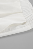 Casual Solid Color Pocket Ruffle Strap Design U Neck Short Sleeve Two Pieces