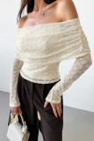 Sexy Solid Color Jacquard Off Shoulder Tops