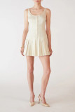Sexy Solid Color Bow Decor Pleated U Neck Pleated Dresses