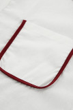 Casual Solid Color Pocket Patchwork Contrast Turndown Collar Long Sleeve Two Pieces