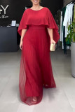 Elegant Solid Color Ruffle Mesh O Neck Ball Gown Dresses