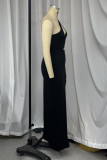 Sexy Solid Color Hollow Out Slit Irregular Sloping Shoulder Irregular Dresses