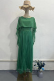 Elegant Solid Color Ruffle Mesh O Neck Ball Gown Dresses
