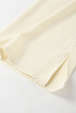 Casual Solid Color Lace Up Mandarin Collar Tops