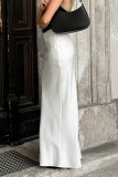 Elegant Solid Color Without Belt Zipper Fishtail Regular High Waist Solid Color Bottoms(No belt)