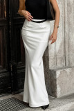 Elegant Solid Color Without Belt Zipper Fishtail Regular High Waist Solid Color Bottoms(No belt)