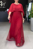 Elegant Solid Color Ruffle Mesh O Neck Ball Gown Dresses