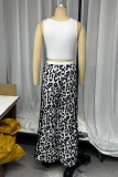Casual Leopard Patchwork U Neck Sleeveless Two Pieces