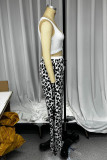 Casual Leopard Patchwork U Neck Sleeveless Two Pieces
