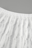 Sexy Solid Color Hollow Out See-Through Loose High Waist Type A Solid Color Bottoms