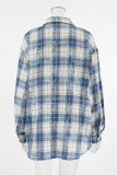Casual Plaid Distressed Buttons Turndown Collar Tops