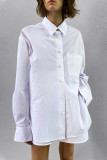 Casual Solid Color Pocket Buttons Turndown Collar Long Sleeve Two Pieces
