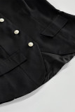 Elegant Solid Color Buttons O Neck Sleeveless Two Pieces