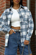 Casual Plaid Distressed Buttons Turndown Collar Tops