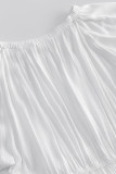 Sexy Solid Color Lace Up Ruched Off Shoulder Long Sleeve Dresses