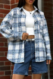 Casual Plaid Distressed Buttons Turndown Collar Tops