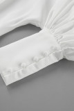 Elegant Solid Color Buttons Mandarin Collar Tops