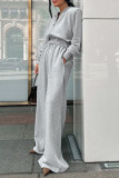 Casual Street Solid Color Pocket Zipper Hooded Long Sleeve Two Pieces(With shoulder pads)