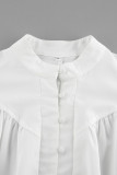 Elegant Solid Color Buttons Mandarin Collar Tops