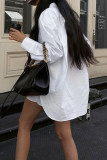 Casual Solid Color Pocket Buttons Turndown Collar Long Sleeve Two Pieces