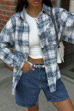 Casual Plaid Distressed Buttons Turndown Collar Tops