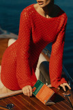 Sexy Solid Color Hollow Out Backless Swimwears Cover Up