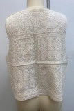 Casual Solid Color Buttons Embroidery V Neck Tops