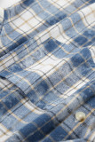 Casual Plaid Distressed Buttons Turndown Collar Tops