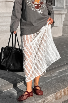 Sexy Solid Color Hollow Out See-Through Loose High Waist Type A Solid Color Bottoms