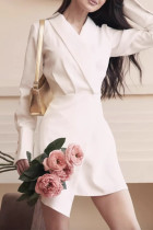 Elegant Solid Color Irregular V Neck A Line Dresses